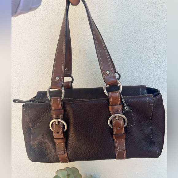 Coach Handbags - Coach Chelsea Brown Leather Tote Handbag with Buckle Accents 2007